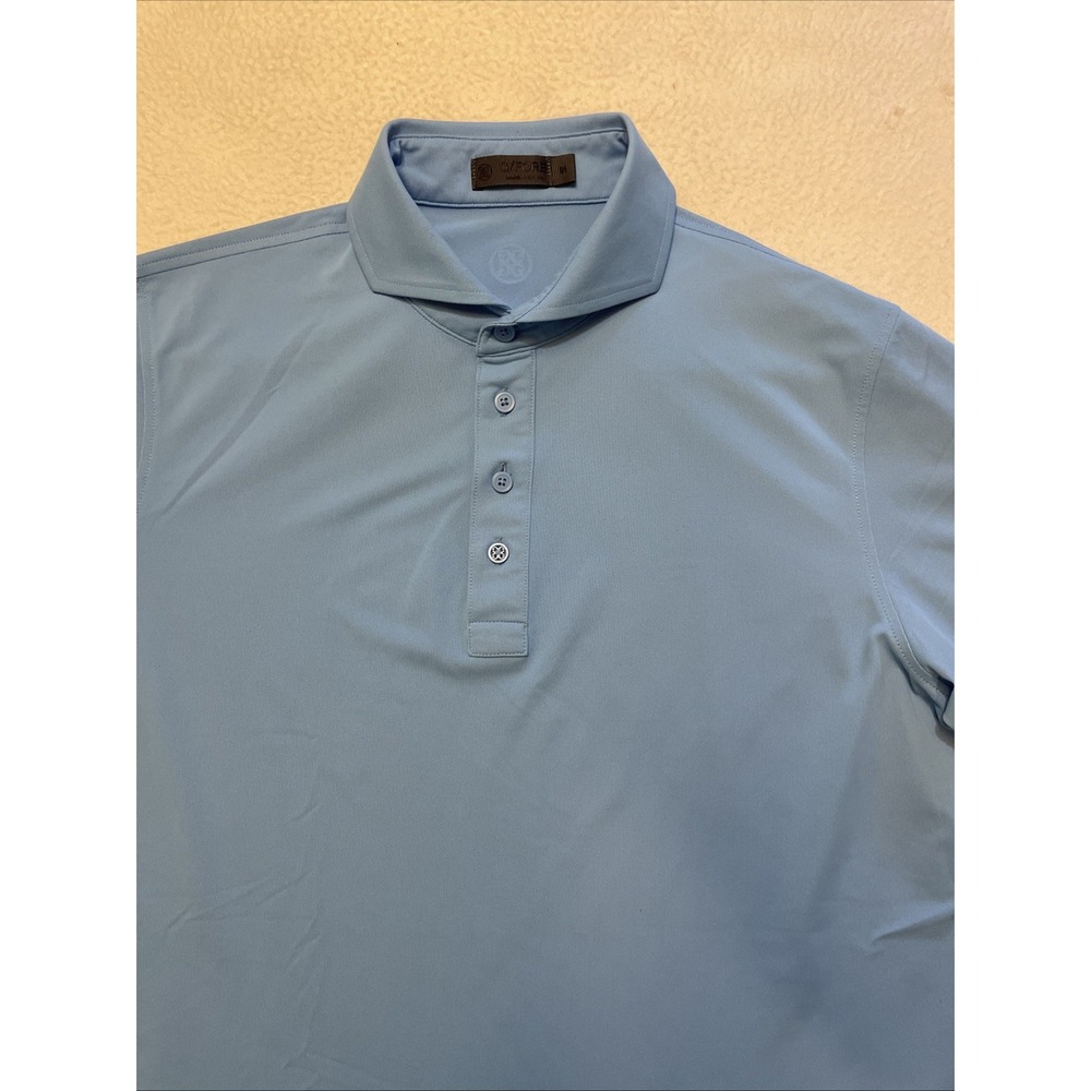 G/Fore Golf Polo Shirt Men's Size Medium Solid Blue Stretch Collared Preppy